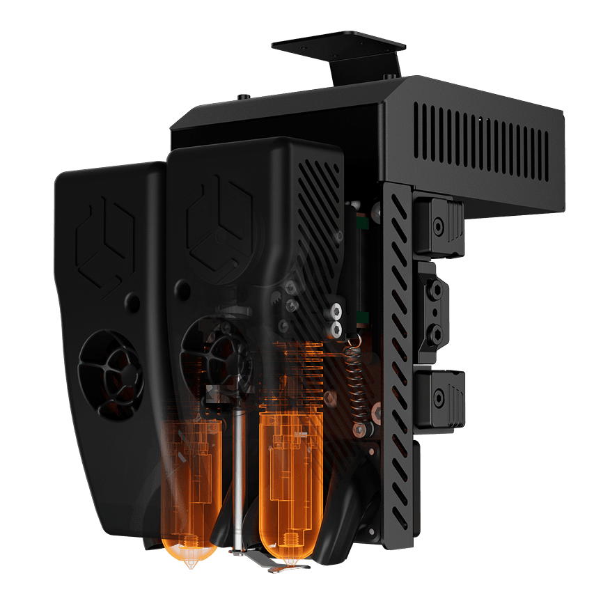 Auto-raising dual extruders